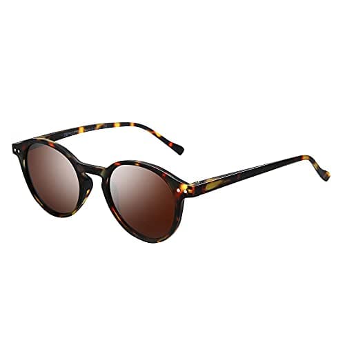 ZENOTTIC Gafas de sol Polarizadas Redondo Retrospectivo Clásico Retrospectivo Lentes de sol Marco UV400 Para hombres y mujeres (TORTUGA MATTE + MARRÓN)