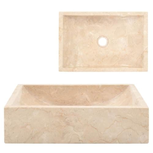 vidaXL Lavabo Mármol Crema Brillo Piedra Natural 45x30x12 cm Pila Baño Aseo
