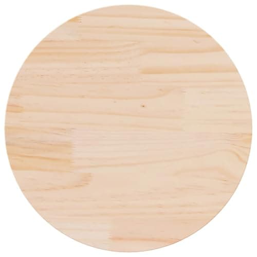vidaXL Tablero de Mesa, 60 cm de diámetro x 2,5 cm de Grosor, Madera Maciza de Pino, Redondo, Repuesto para Mesa de café o Comedor, Muebles de Interior, Sin Montaje
