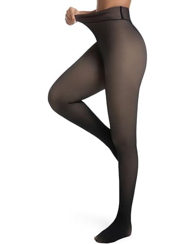 HOWIN Medias Térmicas Mujer Invierno, Efecto Falso Transparente, Medias Polares Mujer Negro, Collants Termicos, Thermal Tights, Fleece Lined Pantis