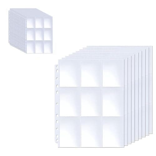 Fundas para Cartas Coleccionables 25 Páginas, 450 Bolsillos para Cartas Coleccionables, Hojas de recambio para Álbum o Carpetas de Anillas A4