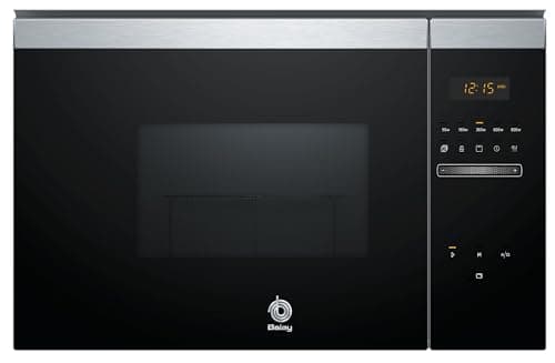 Balay - Microondas Integrable sin marco, 20 l, Grill, Limpieza Aqualisis, 8 Programas Automáticos, Control Deslizante, Cristal Negro, 3CG4172X2