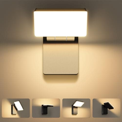 Kingwen 40W LED Aplique Exterior Pared 180 ° Pliegue Rotación 360 °IP65 Impermeable 3000K Lámpara Pared Warm White, Iluminación multiángulo, Adecuado Jardine/Pasillo/Balcone Apliques Parede Negra