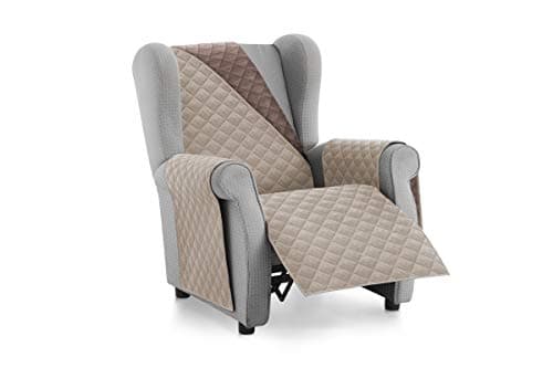 Textilhome Funda Cubre Sofá Malu - 1 Plaza - Funda de Sillón Relax y Orejero Reversible, Protector de Arañazos para Sofás Acolchado. Color Beige C/7