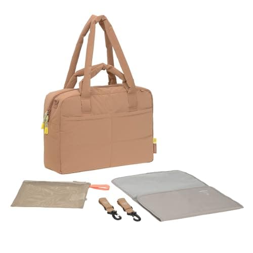 LÄSSIG Bolso cambiador con asa de transporte e fasciatoio, attacco per carrozzina, idrorepellente/GRE Everyday Bag almond