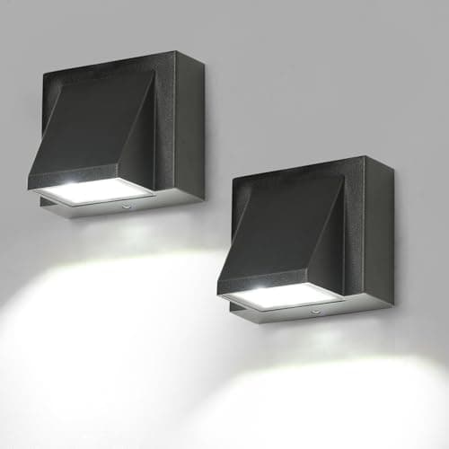 Tealight Apliques Pared LED Exterior 2 Piezas, IP65 Impermeable Apliques Exterior, 5W Blanco Frío 6500K Lampara de Pared Exterior Modernos para Jardín, Porche, Camino, Patio