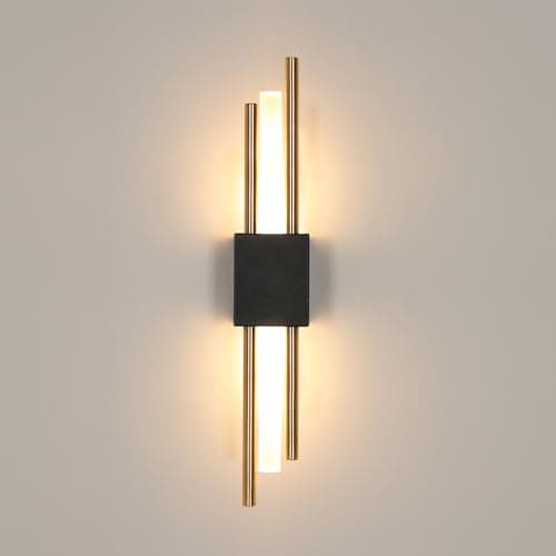 Comely Aplique Pared Interior LED, Lampara Pared LED Moderna 10W 3000K Blanco Cálido, Iluminación de Pared Acrílico para Salón, Dormitorio, Comedor, Pasillo, Negro+Dorado