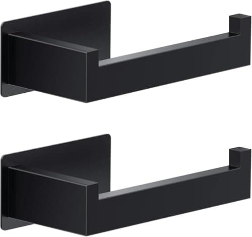 Auxmir Portarrollos Papel Higienico 2 Piezas Acero Inoxidable Baño Adhesivo, Fácil Instalación Soporte sin Taladro Autoadhesivo, Negro
