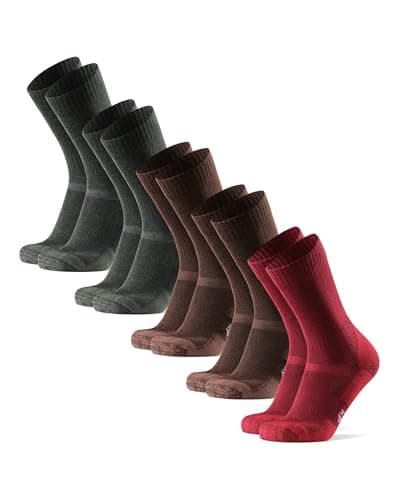 DANISH ENDURANCE Calcetines de Senderismo Unisex, Calcetines de Lana Merino con Acolchado Antiampollas, 3 o 5 Pack Multicolor (2x Verde, 2x Marrón, 2x Rojo) 39-42