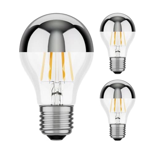 ledscom.de 3 piezas bombilla LED E27, A60, blanco cálido (2700 K), 6 W, 667lm, espejo de cabeza (plateado)