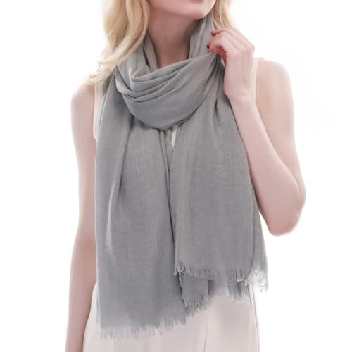 RIIQIICHY Bufanda Mujer Gris Pañuelos Cuello Fular Foulard con Flecos Chal Fiesta Estolas para Bodas Pashmina
