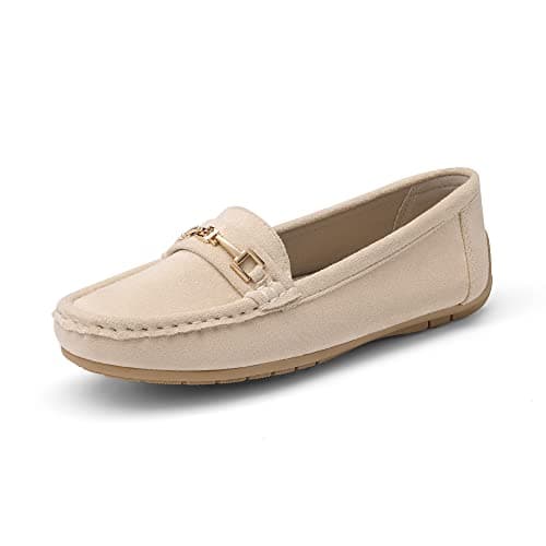DREAM PAIRS Mocasines Casual de Mujer Plano Loafers Cómodos Primavera Verano Otoño,Size 36,Caqui-Ante,SDLS2205W-NEW-E