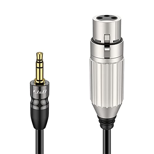 J&D Cable de Micrófono Equilibrado 3,5 mm TRS a XLR, Adaptador Macho TRS 1/8" a XLR Hembra, Compatible con Computadoras, Altavoces, Micrófonos, Cámaras, 4,5 Metros