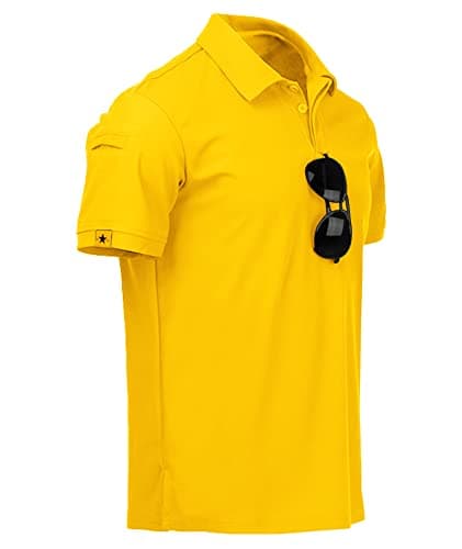 geeksport Polo Hombre Manga Corta Golf Camisa Transpirable Polo Deportivos para Hombre T-Shirt Verano Amarillo M