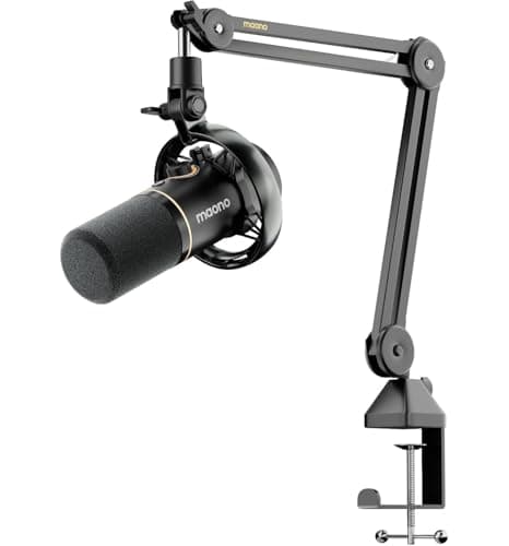 MAONO PD200W Hybrid Podcast Micrófono para PC,Conexión inalámbrica, USB y XLR dinámico micrófono con brazo articulado, Software, Cancelación de Ruido, para Podcast,Streaming,Gaming,Studio y Voice over