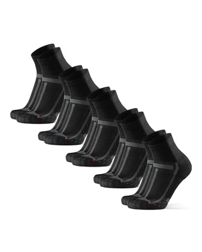 DANISH ENDURANCE Calcetines de Running Unisex, Antideslizantes, Calcetines Antiampollas para Hombre y Mujer, 5 Pack, Negro/Gris, 35-38