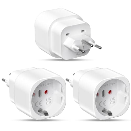 Adaptador Enchufe Suiza 3 Piezas, Adaptador de Enchufe Viaje EU a Tipo J, Enchufe Tipo J para Maldivas, Ruanda, Liechtenstein