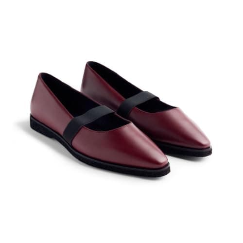 Gioseppo Bailarina de Piel Modelo Lonsdale Color Burdeos, Talla 39