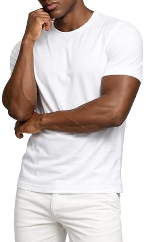 Leif Nelson Camiseta para Hombre con Cuello Redondo LN-6353 Gewschen Blanca Large
