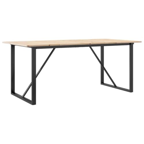 vidaXL Mesa de Comedor Marco O Madera Maciza Pino y Acero 180x90x75cm