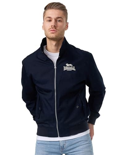 Lonsdale Chaqueta clásica para hombre, azul marino/plateado, M