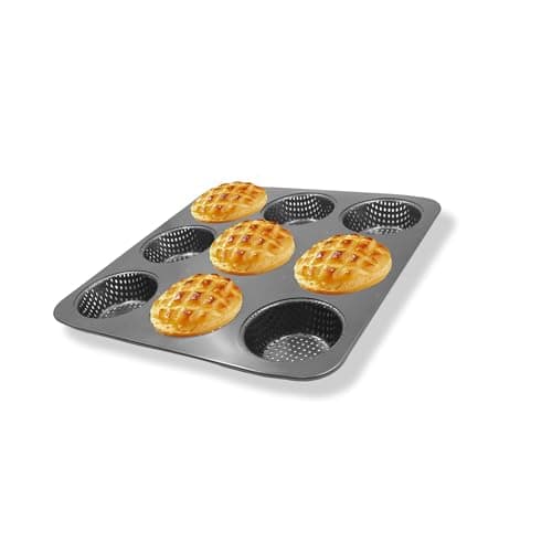 Gurlideo Molde para hornear hamburguesas de 9 cavidades, bandeja antiadherente de acero al carbono con agujeros de ventilación para bollos, magdalenas y pasteles caseros