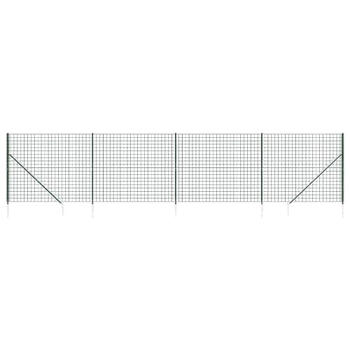 vidaXL Cerca de alambre con pinchos de anclaje verde 2,2x10 m, cerca de alambre metálico, cerca de jardín, cerca de alambre, cerca alambre metal