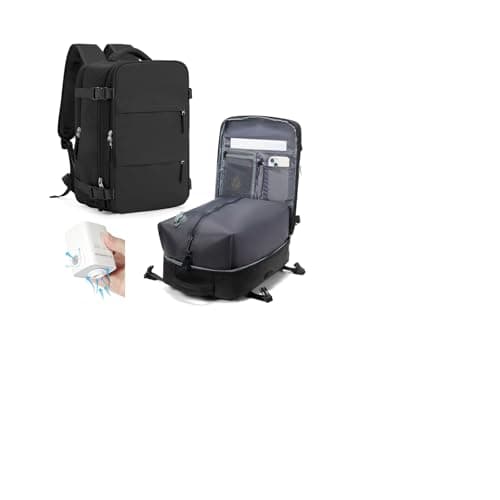 HPLQQ Mochila Viaje Cabina Avion 40x30x20 para Ryanair Mochilas de Vacío con Bomba Bolsa de Cabina Equipaje de Mano Cabina Avion Mochila de Senderismo Mochila Impermeable Cabina Mochila,L1-Negro