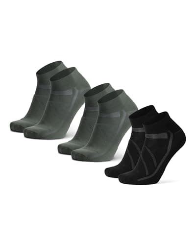 DANISH ENDURANCE Calcetines de Ciclismo Bajos, Acolchados y Transpirables, Hombres y Mujeres, 3 Pack Multicolor (2xVerde Oliva, 1xNegro) 43-47