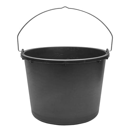 Garronda Cubo de Obra 12 L con Asa Metálica – Cubo Plástico Redondo y Resistente de Material Reciclado, Ideal para Uso en Obras, Jardín y Hogar GD-0168 Negro