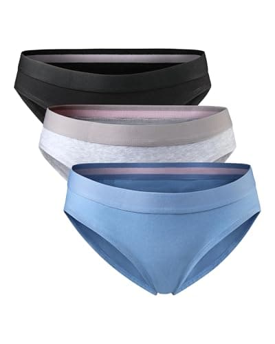 DANISH ENDURANCE Braguita de Algodón Orgánico, Ropa Interior Mujer Suave, Negro, Gris, Azul 3 Pack, S