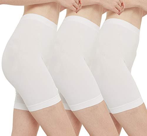 INNERSY Pantalones Cortos Mujer de Vestir Bragas Antirozaduras Bermudas Verano Bajo la Falda 3 Pack (XS, 3 Blanco)