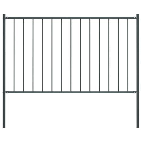vidaXL Panel de Valla con Postes Cerca Cercado con Palos Vallado Pario Exterior Acero con Recubrimiento en Polvo Gris 1,7x1,25 m