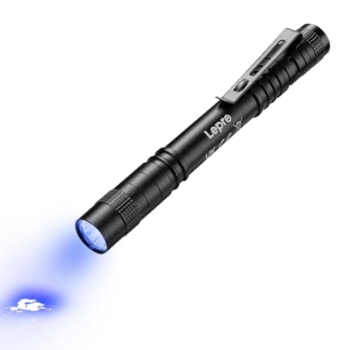 Lepro Linterna Ultravioleta, 365nm Linterna UV LED Luz Negra, Pequeña Linterna Bolígrafo con Clip para Detectar Manchas de Mascota, Alfombra, Fluorescentes, Escorpión, Cheques Billetes【1 PACK】