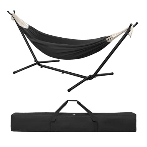 Laneetal Hamaca Jardín Tumbonas, Hamaca para 2 Personas con Soporte Metálico, Capacidad 250 kg, con Bolsa de Transporte, para Terraza, Jardín y Piscina, 280x106x100 cm (Gris Oscuro, 280x106x100 cm)