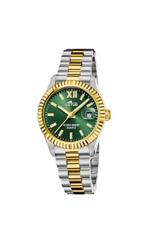 LOTUS Reloj Mujer Analógico de Acero Inoxidable 316l Multi - Movimiento de Cuarzo - Cristal Mineral de Alta Resistencia - Resistente al Agua 10 ATM - Calendario 18931/3 - Freedom Collection