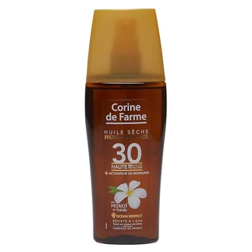 Corine de Farme - Aceite Seco Protector SPF30 - Protección Solar UVA UVB - Bronceado Radiante - Monoi de Tahití - Clean Beauty - Fabricación Francesa - 150 ml