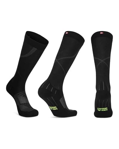 DANISH ENDURANCE Calcetines de Compresión de Alto Rendimiento Unisex, Negro/Gris, 35-38