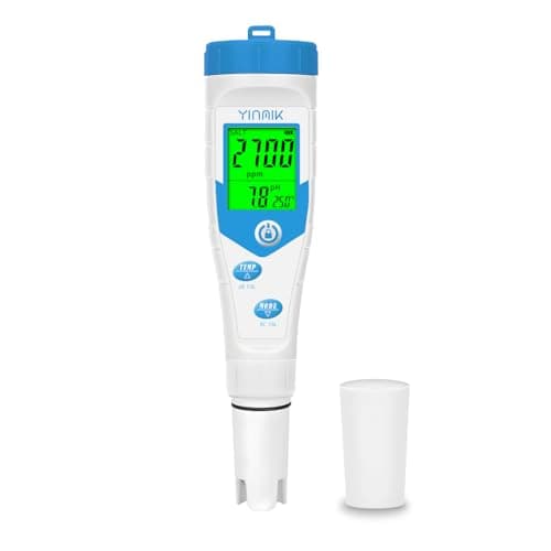 Medidor de Sal y pH YINMIK, 2025 Probador de Salinidad Doméstico, Visualización Simultánea de Medidor de pH TDS, Comprobador de pH Sal EC para Piscina de Agua Salada, Elaboración, Acuario, Hidroponía