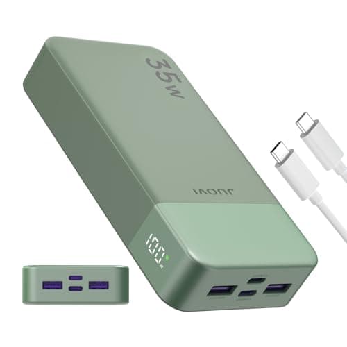 Portable Power Bank 20000mAh, JUOVI 35W Cargador portátil, batería de Carga rápida, PD3.0 QC4.0 batería Externa del teléfono con Pantalla LED para el iPhone 16 15, Galaxy, Tablet, Switch, etc (Verde)