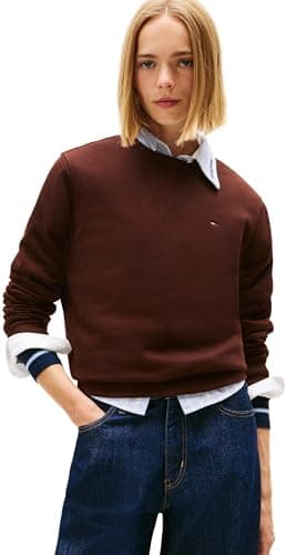 Tommy Jeans Jersey Mujer Crew Neck con Cuello Redondo, Marrón (Rich Brown), XXS