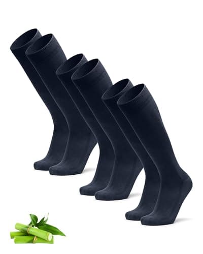 DANISH ENDURANCE Calcetines de Bambú Altos Unisex, 3 o 6 Pack, Azul Oscuro, 39-42