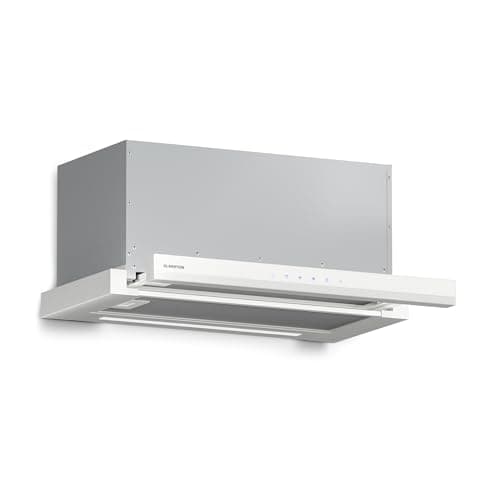 Klarstein Velaire Campana Extractora Integrada 60cm, 896 m³/h, Clase A++, Motor Silencioso, Control Táctil, LED, Filtros de Carbón, Campana Telescópica para Cocina Moderna, Blanco