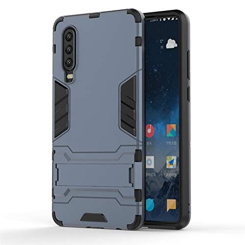 Huawei P30 Funda, CHcase 2in1 Armadura Combinación Heavy Duty Escudo Cáscara Dura PC + Suave TPU Silicona Case Cover con Soporte para Huawei P30 -Black Plus Gray
