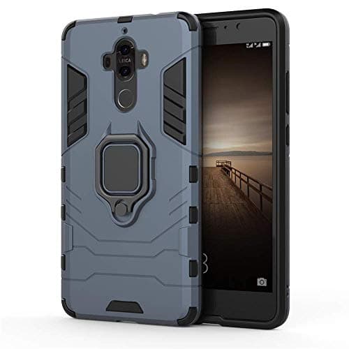 Huawei Mate 9 Funda, MHHQ 2in1 Armadura Combinación A Prueba de Choques Heavy Duty Escudo Cáscara Dura PC + TPU Silicona con Soporte Magnetic Car Mount Case Cover para Huawei Mate 9 -Black Plus Gray