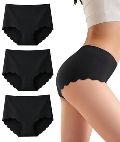 Gladbecke Bragas Sin Costuras Slips Braguitas Cómodas para Mujer Talle Alto Transpirable, Negro, Pack de 3, XS