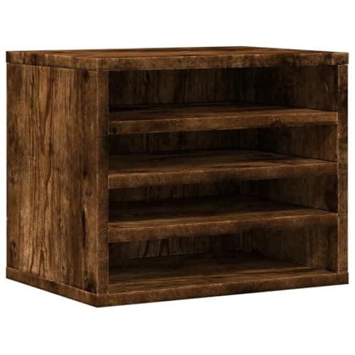 vidaXL Organizador de escritorio madera roble ahumado 36x26x29,5 cm, almacenamiento de escritorio, organizador de papelería, estante de almacenamiento de escritorio