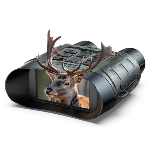 HOTPEAK Binoculares Visión Nocturna, 112 MP 4K Binoculares Nocturnos con Zoom 12X & Recargables Batería 5000mAh, Tarjeta de 64GB Incluida, Visión Infrarroja, Caza, Camping & Seguridad