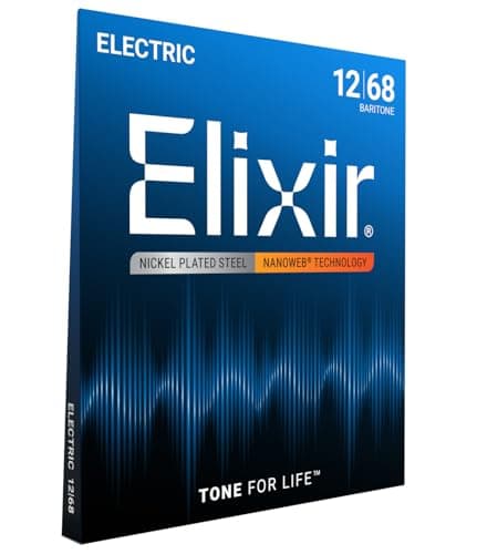 Elixir Cuerdas para guitarra eléctrica Strings con recubrimiento NANOWEB, barítono (.012-.068)