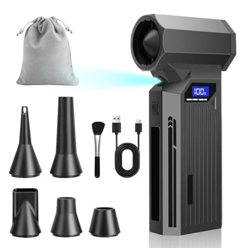 Soplador de Aire Eléctrico 120000RPM, Soplador de Aire Portátil Sin Cable con Aire Comprimido, 4 Velocidades Mini Soplador de Aire Potente con Batería, Kit Limpieza PC para Teclado, Coche y Exterior